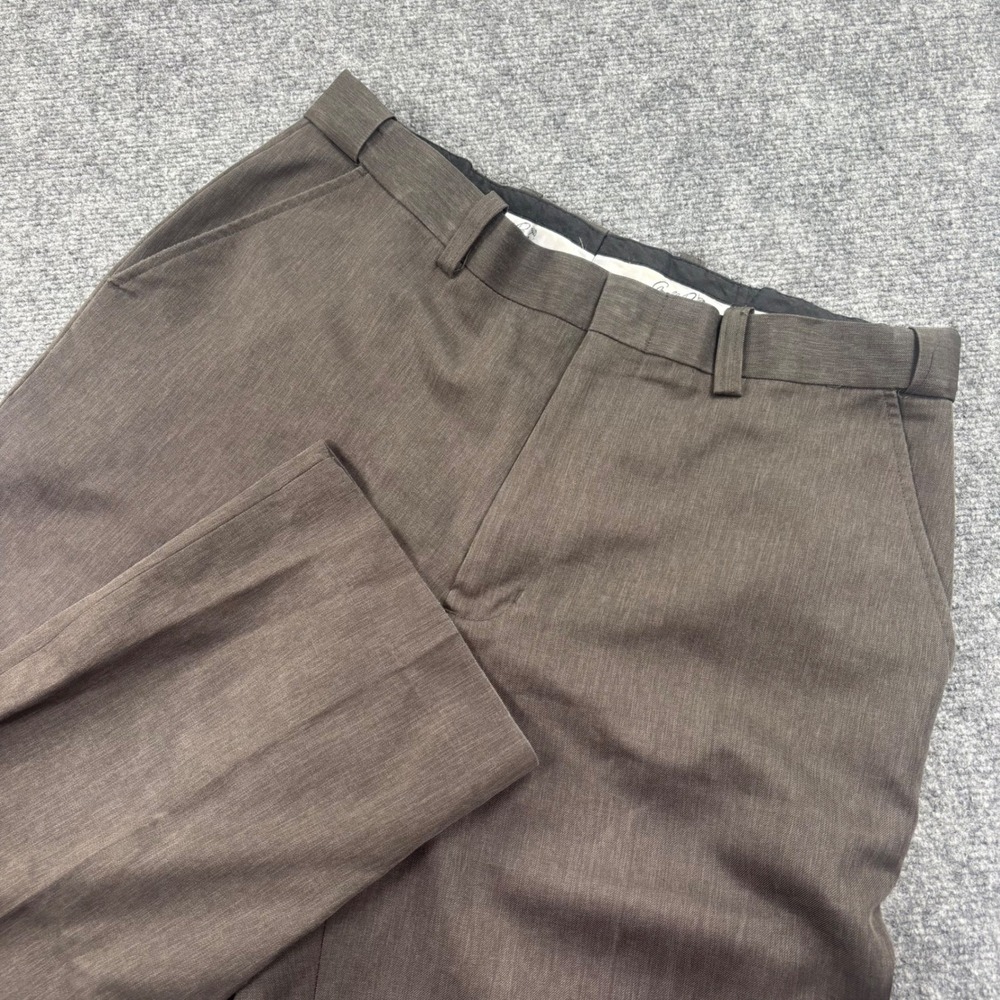 Arnold Palmer Dress Pants‎ 36x30 Brown Flat Front Polyester Mens